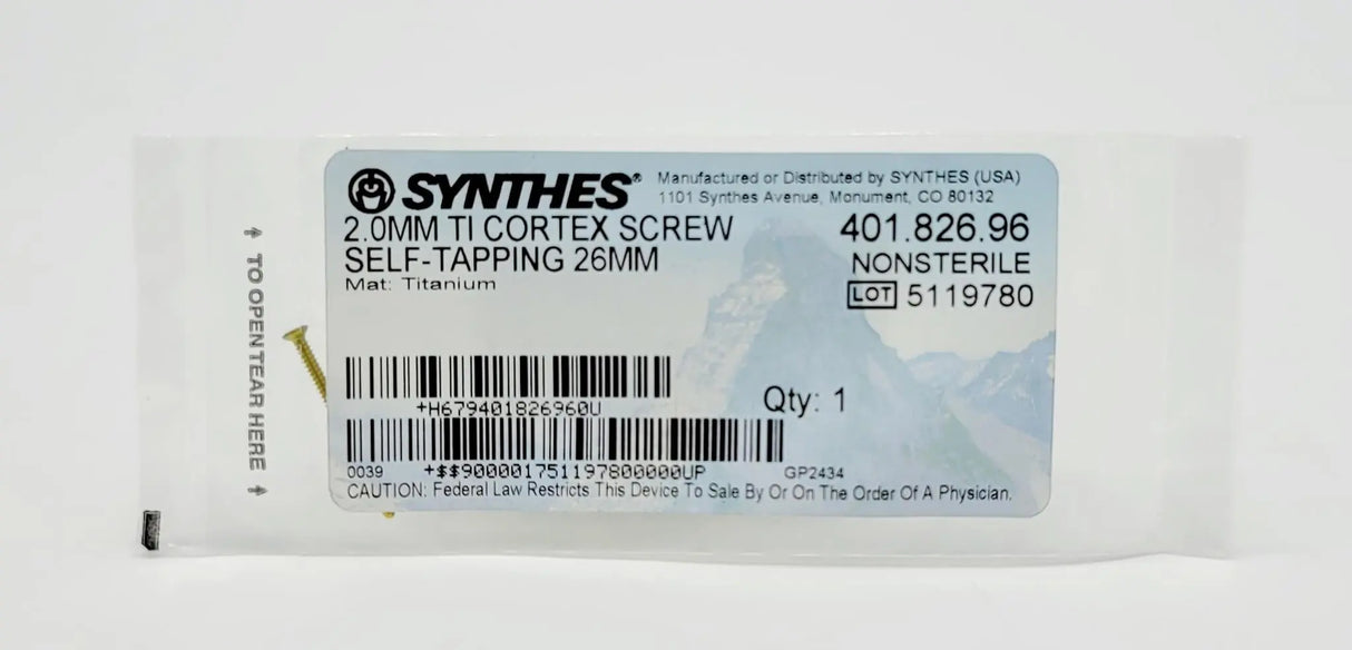 Synthes 400.824.96 1.5mm Ti Cortex Screw Self-Tapping 24mm Synthes