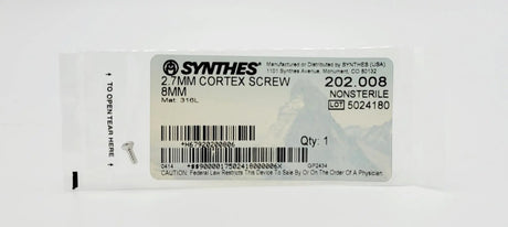 Synthes 202.008 2.7mm Cortex Screw 8mm Synthes