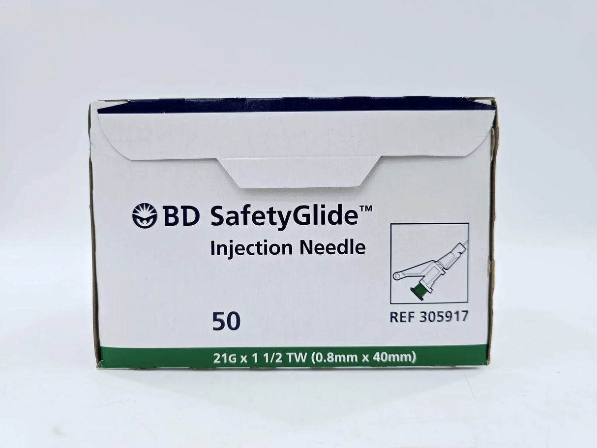 BD 305917 SafetyGlide Injection Needle 21G x 1-1/2 TW Box Of 50 BD