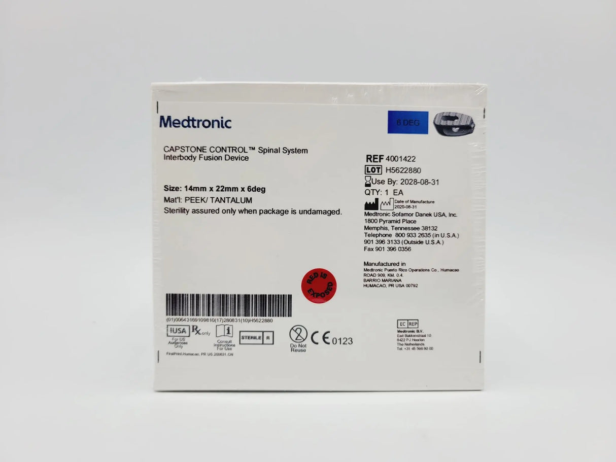 Medtronic 4001422 6 Deg 14mm x 22mm Capstone Control Interbody Fusion Device Medtronic
