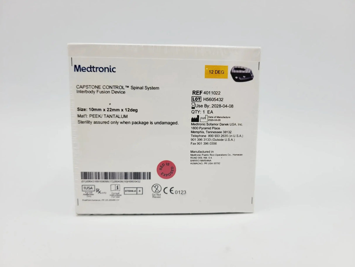Medtronic 4011022 12 Deg 10mm x 22mm Capstone Control Interbody Fusion Device Medtronic