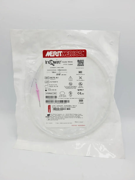 Merit Medical 6676-A1 InQwire .018" 50cm Guide Wire PTFE Coated Straight, Fixed Core Merit Medical
