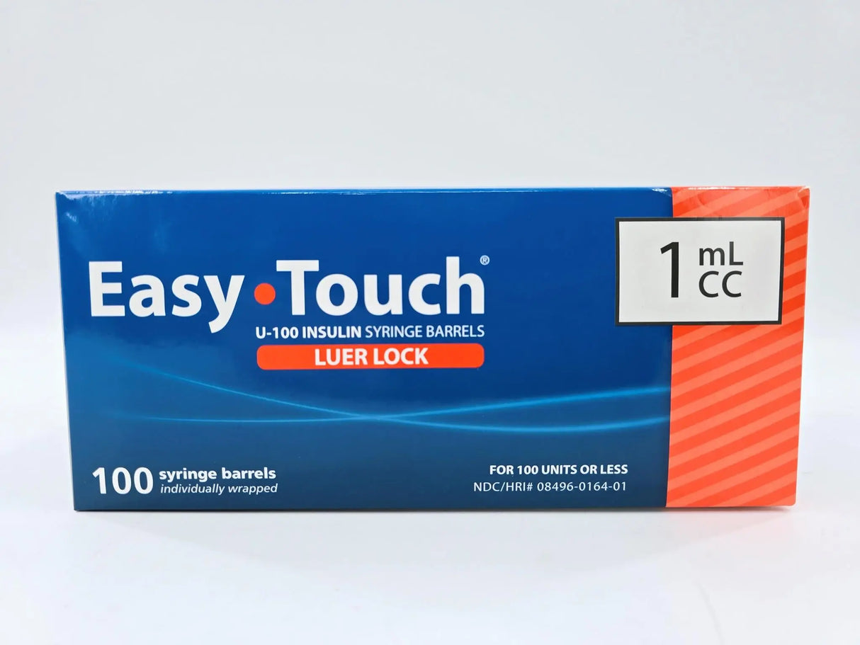 MHC 802015 Easy Touch 1ml U-100 Insulin Syringe Barrels w/ Luer Lock Box of 100 MHC