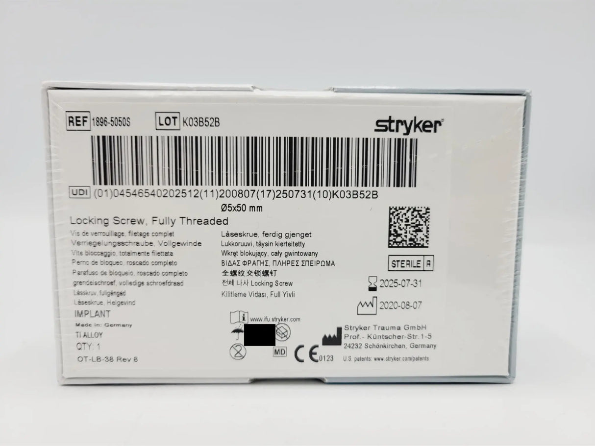 Stryker 1896-5050S Locking Screw Fully Threaded Stryker