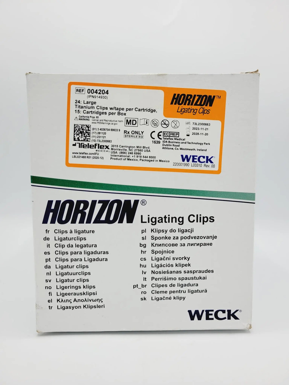 Weck 004204 Horizon 24 Large Titanium Ligating Clips Box of 15 Weck