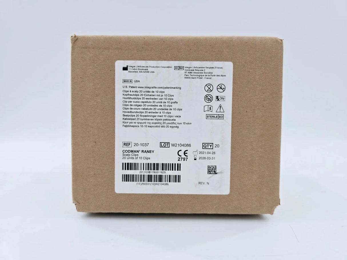 Codman 20-1037 Raney Scalp Clips 20 Units of 10 Clips Codman