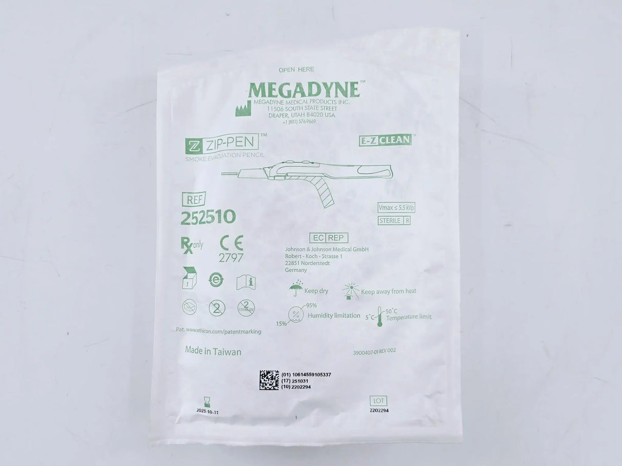 Megadyne 252510 Zip Pen Ergonomic Smoke Evacuation Pencil E-Z Clean 10' Tubing Case of 20 Megadyne