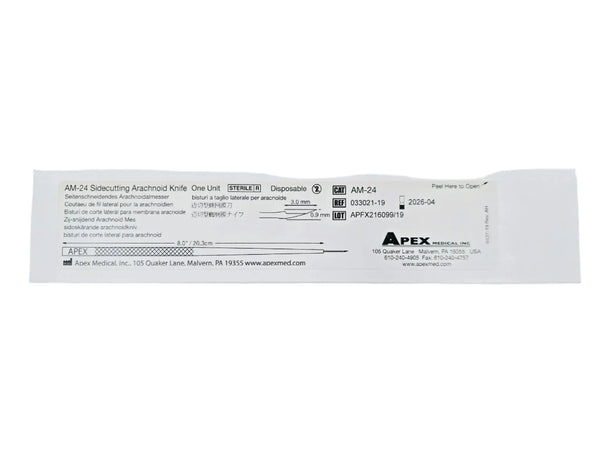 Apex Medical 033021-19 Sidecutting Arachnoid Knife Disposable 8