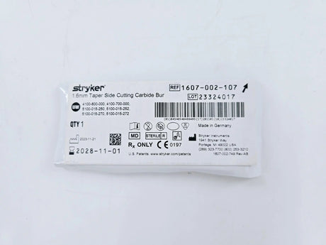Stryker 1607-002-107 1.6mm Taper Side Cutting Carbide Bur Stryker