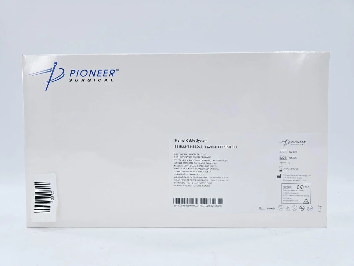 Pioneer Surgical 402-522 Sternal Cable System SS Blunt Needle 1 Cable per Pouch Box of 5 Pioneer Surgical