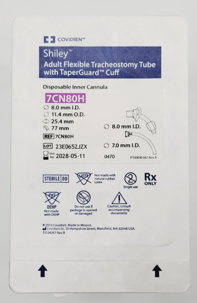 Covidien 7CN80H Adult Flexible Tracheostomy Tube With Taperguard Cuff Disposable