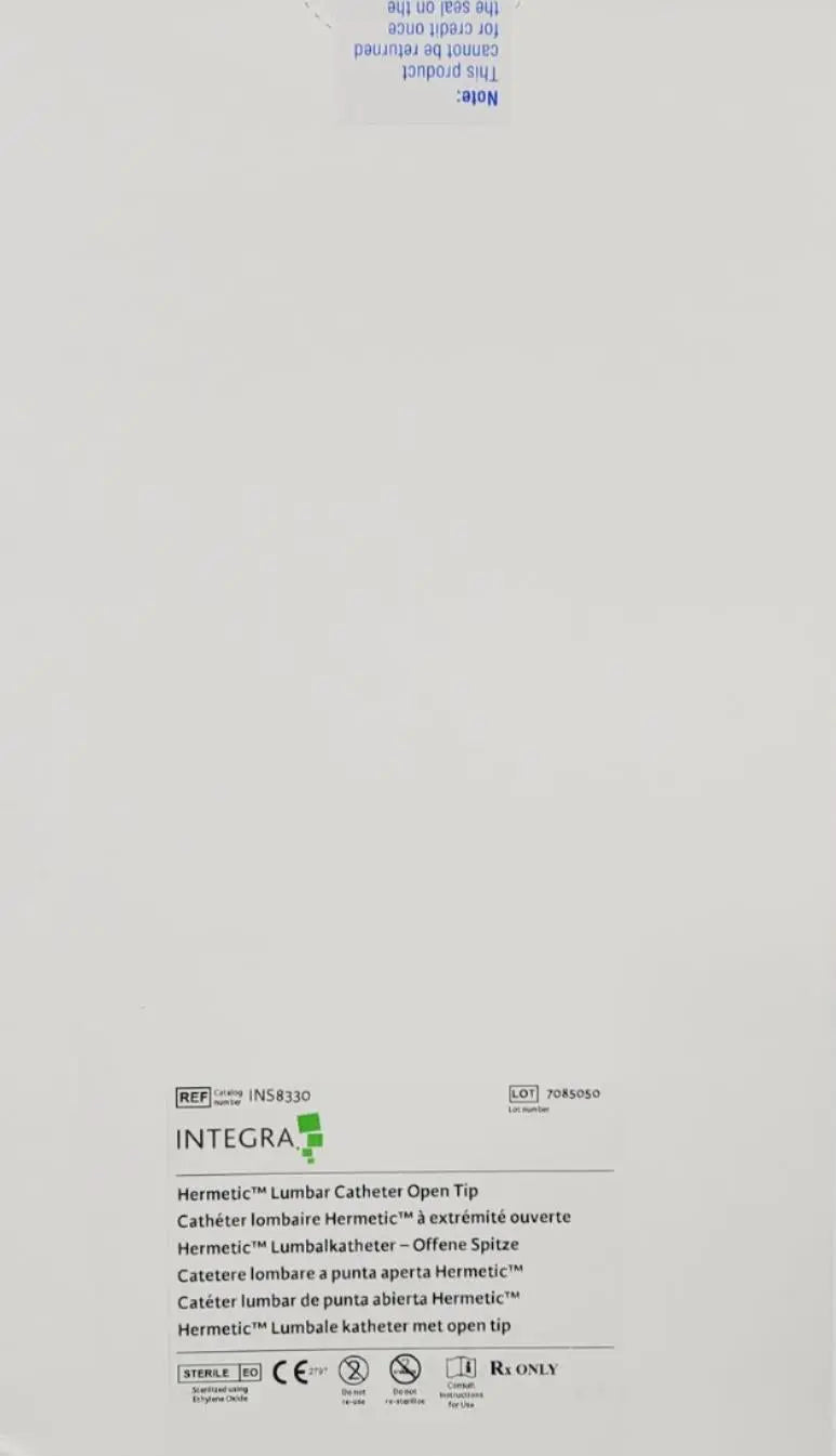 Integra Lifesciences INS-8330 Hermetic Lumbar Catheter Open Tip Integra