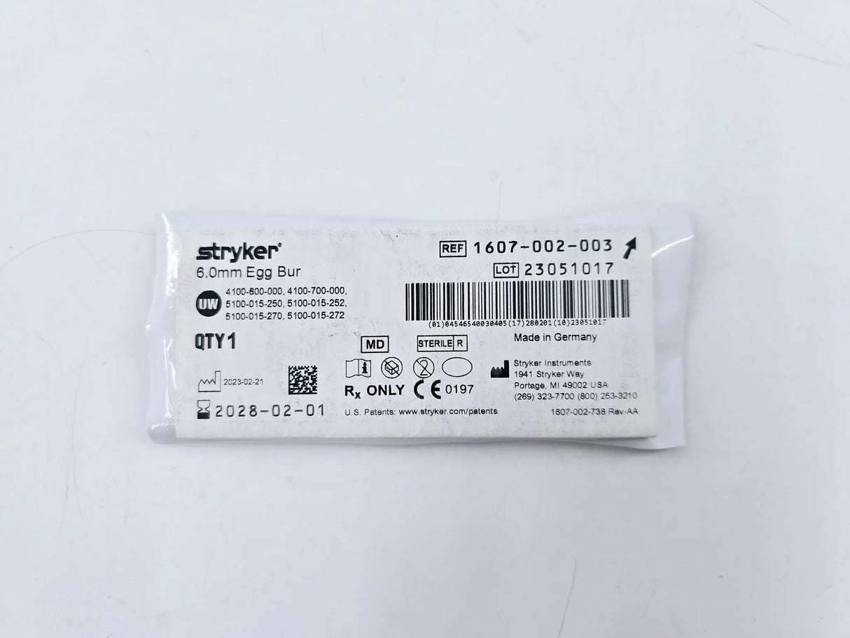 Stryker 1607002003 6.0mm Egg Bur Stryker