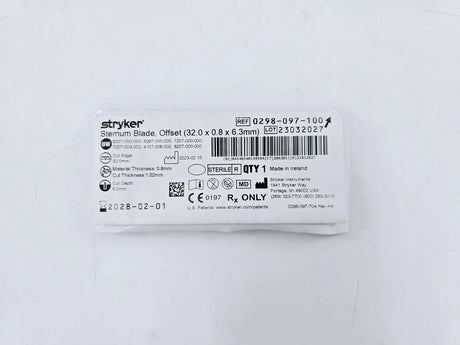 Stryker 0298097100 Sternum Blade, Offset (32.0 X 0.8 X 6.3mm) Stryker