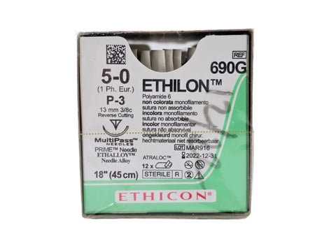 Ethicon 690G 5-0 Ethilon Undyed 1x18" P-3 Box Of 12 Ethicon