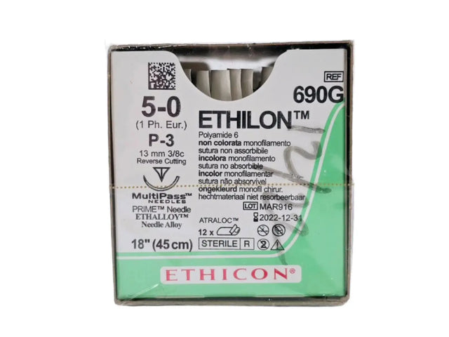 Ethicon 690G 5-0 Ethilon Undyed 1x18" P-3 Box Of 12 Ethicon