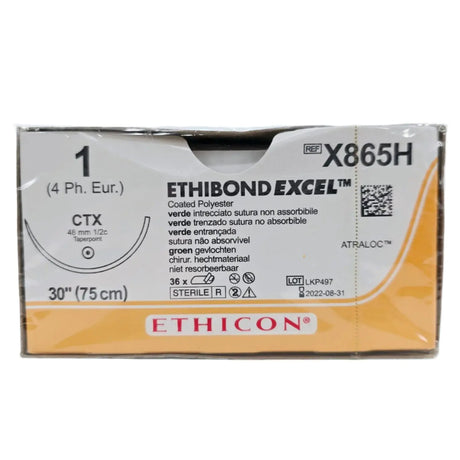 Ethicon X865H 1 Ethibond EXCEL Green 1x30" CTX Box Of 36 Ethicon