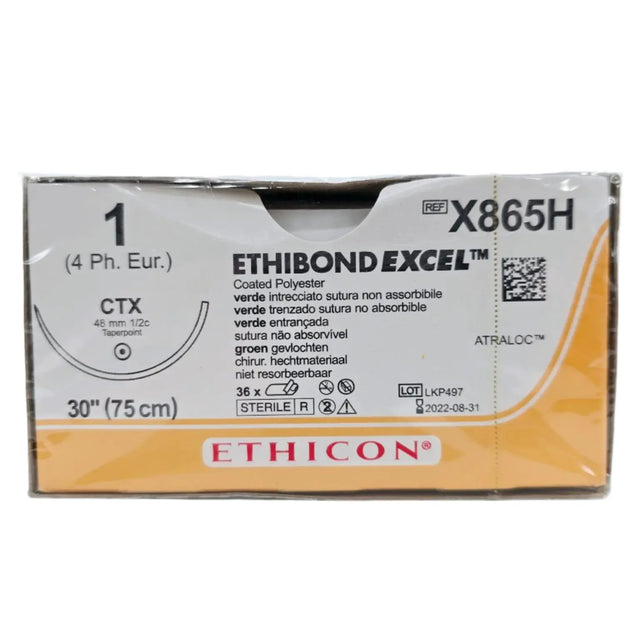 Ethicon X865H 1 Ethibond EXCEL Green 1x30" CTX Box Of 36 Ethicon