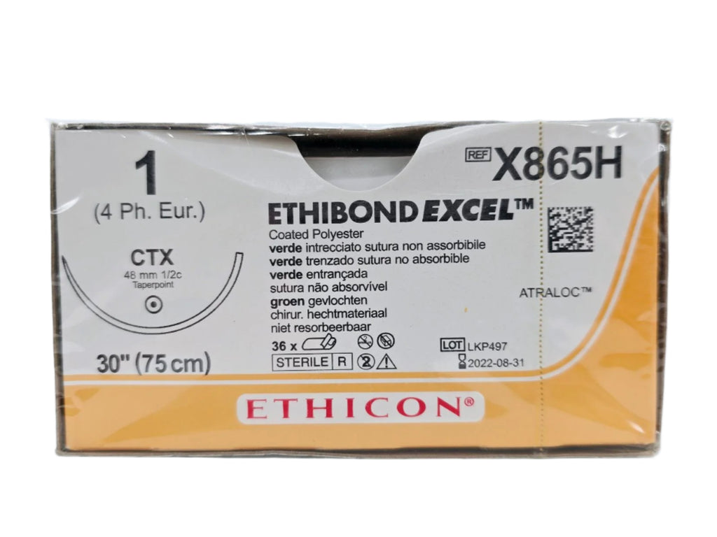 Ethicon X865H 1 Ethibond EXCEL Green 1x30" CTX Box Of 36