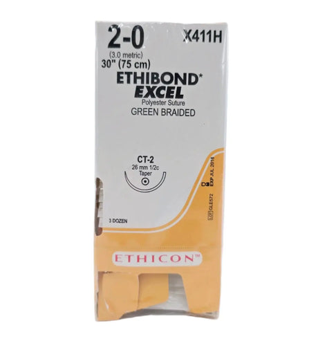 Ethicon X411H 2-0 Ethibond Green 1x30" CT-2 Box Of 36 Ethicon