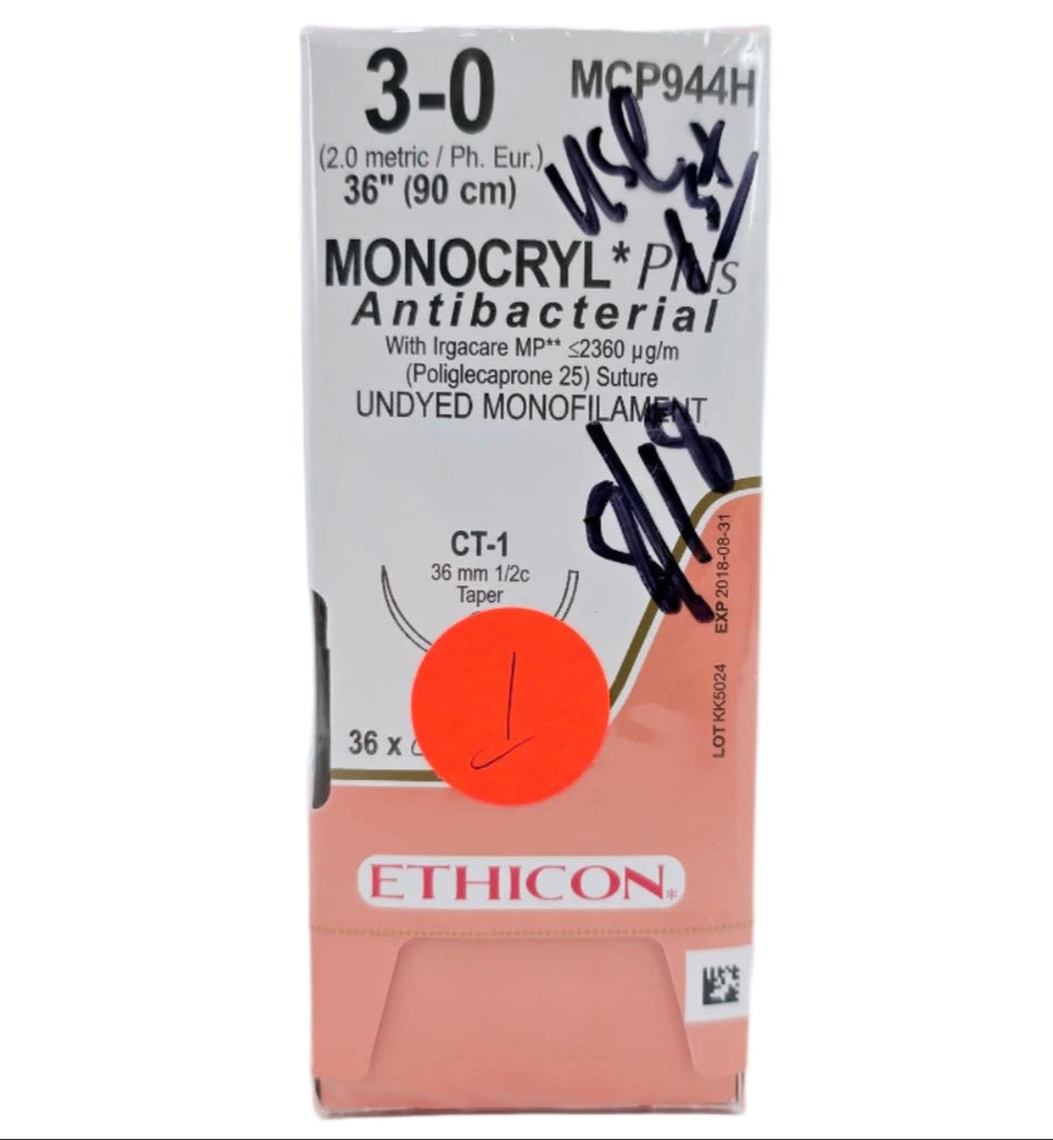 Ethicon MCP944H 3-0 Monocryl Plus Undyed 1x36" CT-1 Box Of 36