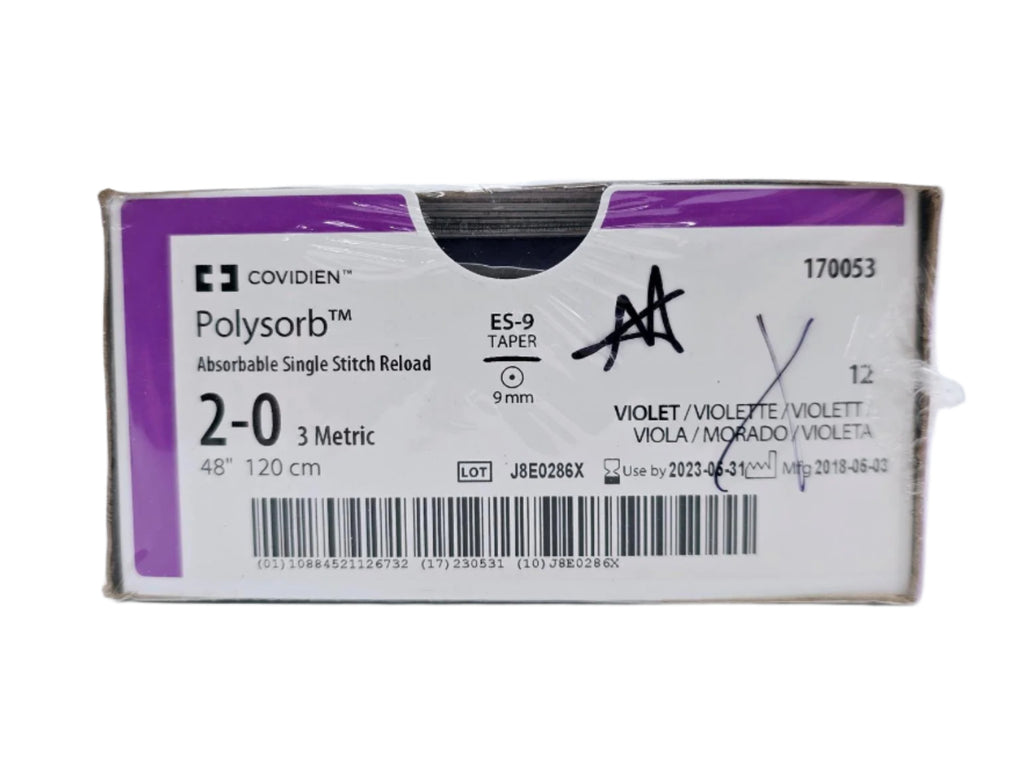 Covidien 170053 Polysorb 2-0 48" ES-9 Violet Absorbable Single Stitch Reload Box of 12