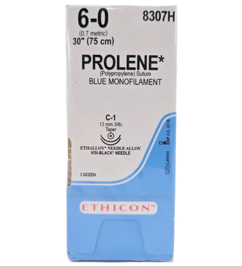 Ethicon 8307H 6-0 Prolene Blue 1x30" C-1 Double Armed VISI-BLACK Box of 36