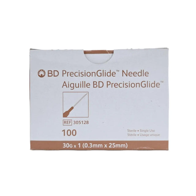 BD 305128 PrecisionGlide Safety Needle 30G x 1" BX/100 BD