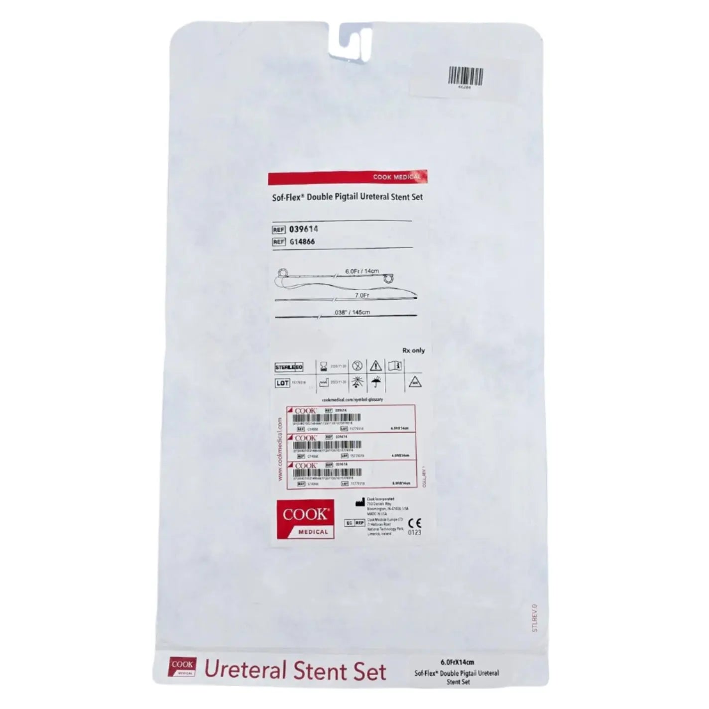 G14866 Cook Medical Sof-Flex Double Pigtail Ureteral Stent Set 6Fr
