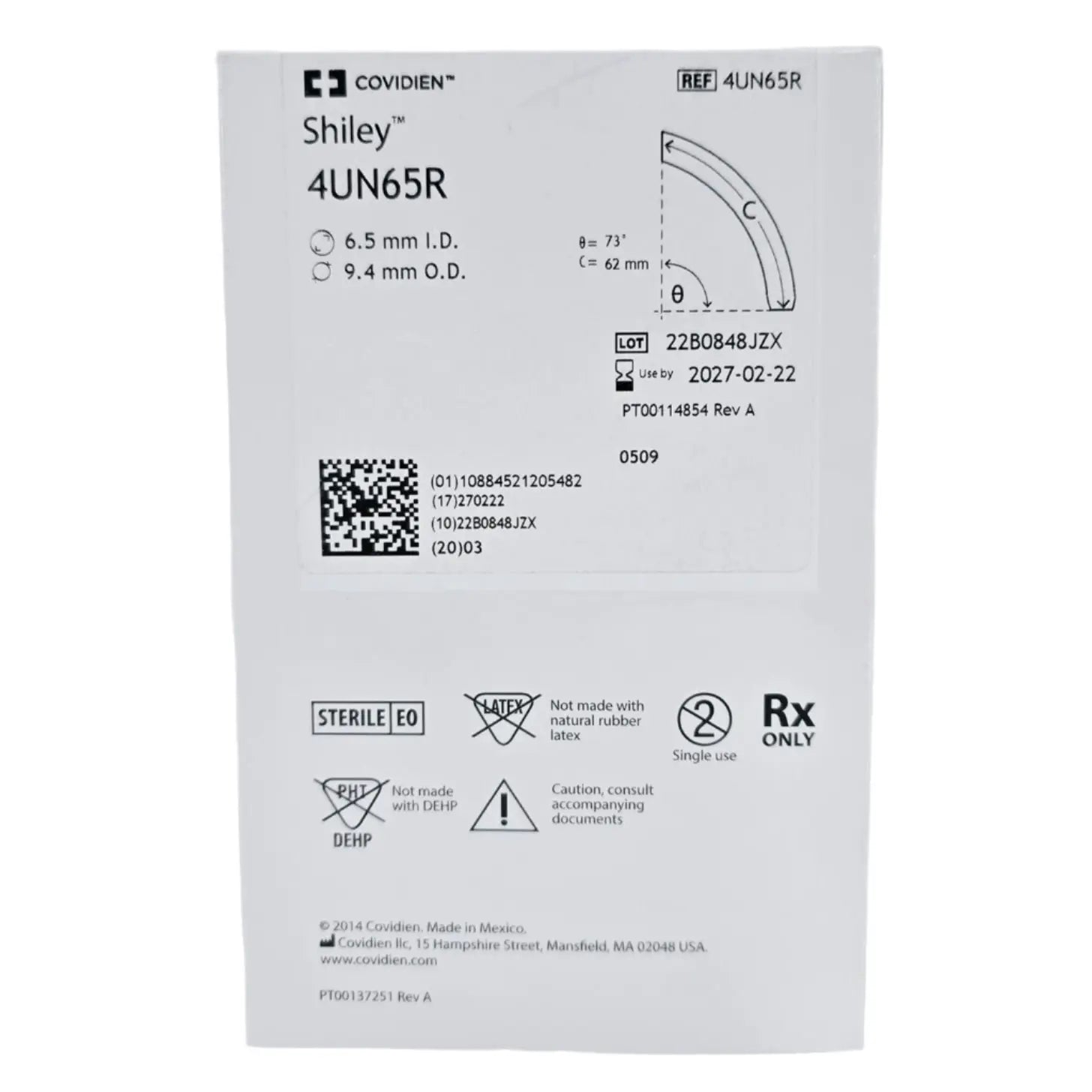 4UN65R Covidien Shiley 6.5mm I.D. Adult Flexible Tracheostomy Tube
