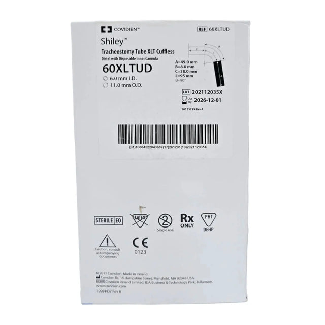 Covidien 60XLTUD Shiley 6.0mm I.D. Tracheostomy Tube XLT Cuffless Distal w/ Disposable Inner Cannula Covidien