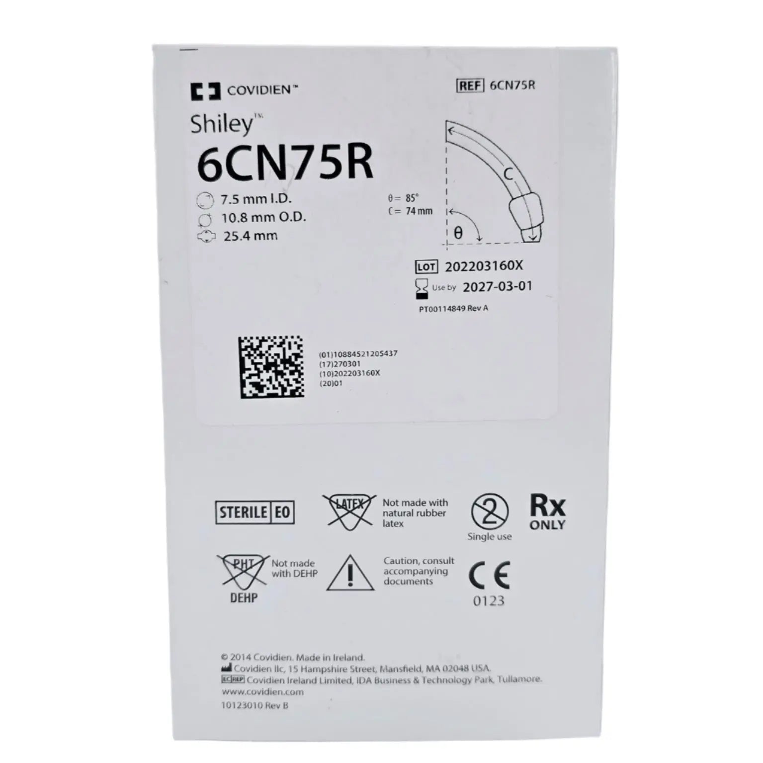 6CN75R Covidien Shiley 7.5mm I.D. Adult Flexible Tracheostomy Tube