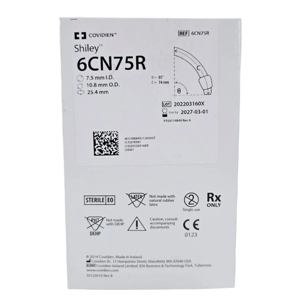 6CN75R Covidien Shiley 7.5mm I.D. Adult Flexible Tracheostomy Tube