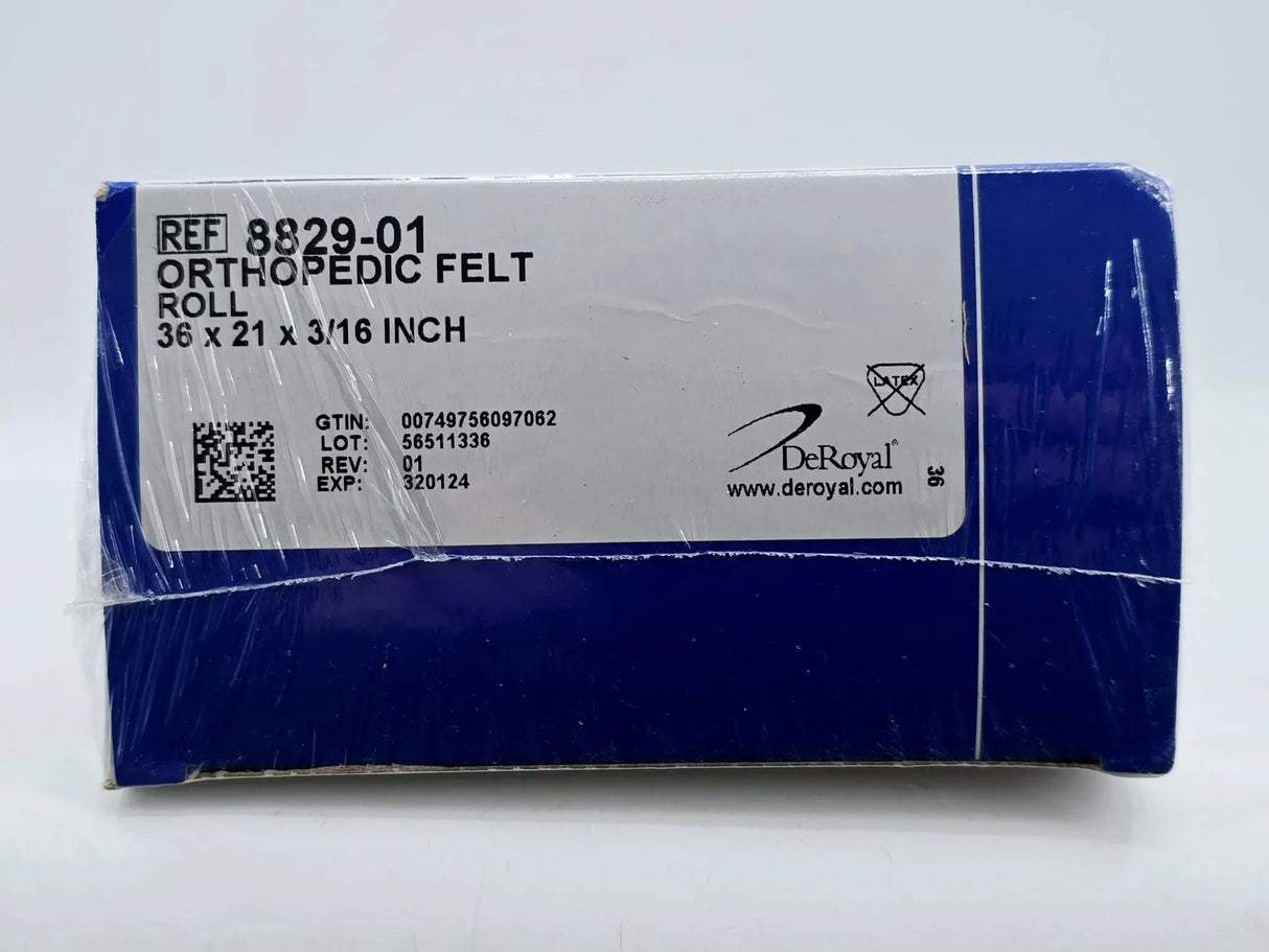 DeRoyal 8829-01 Orthopedic Felt Roll 36" x 21" x 3/16" DeRoyal