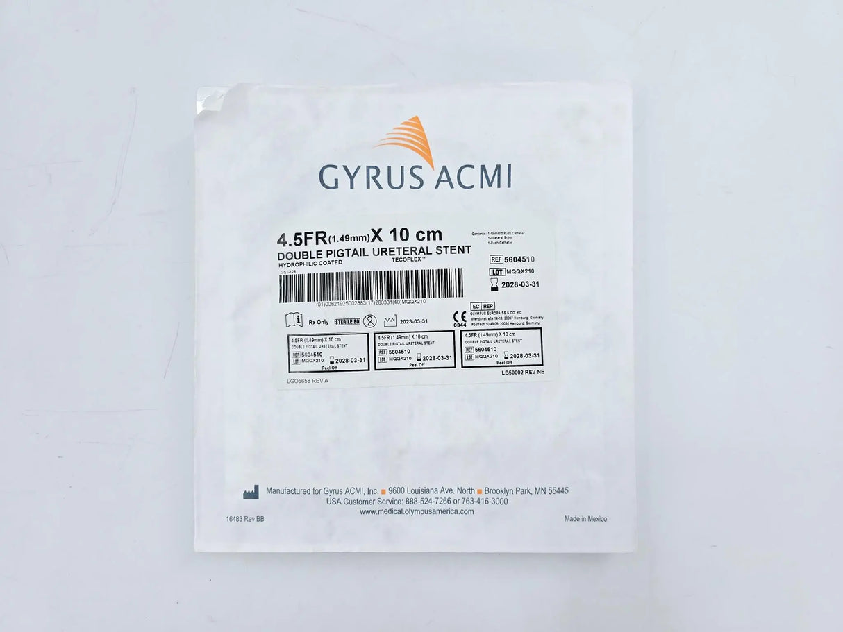 Gyrus ACMI 5604510 Double Pigtail Ureteral Stent 4.5Fr. x 10cm Gyrus ACMI