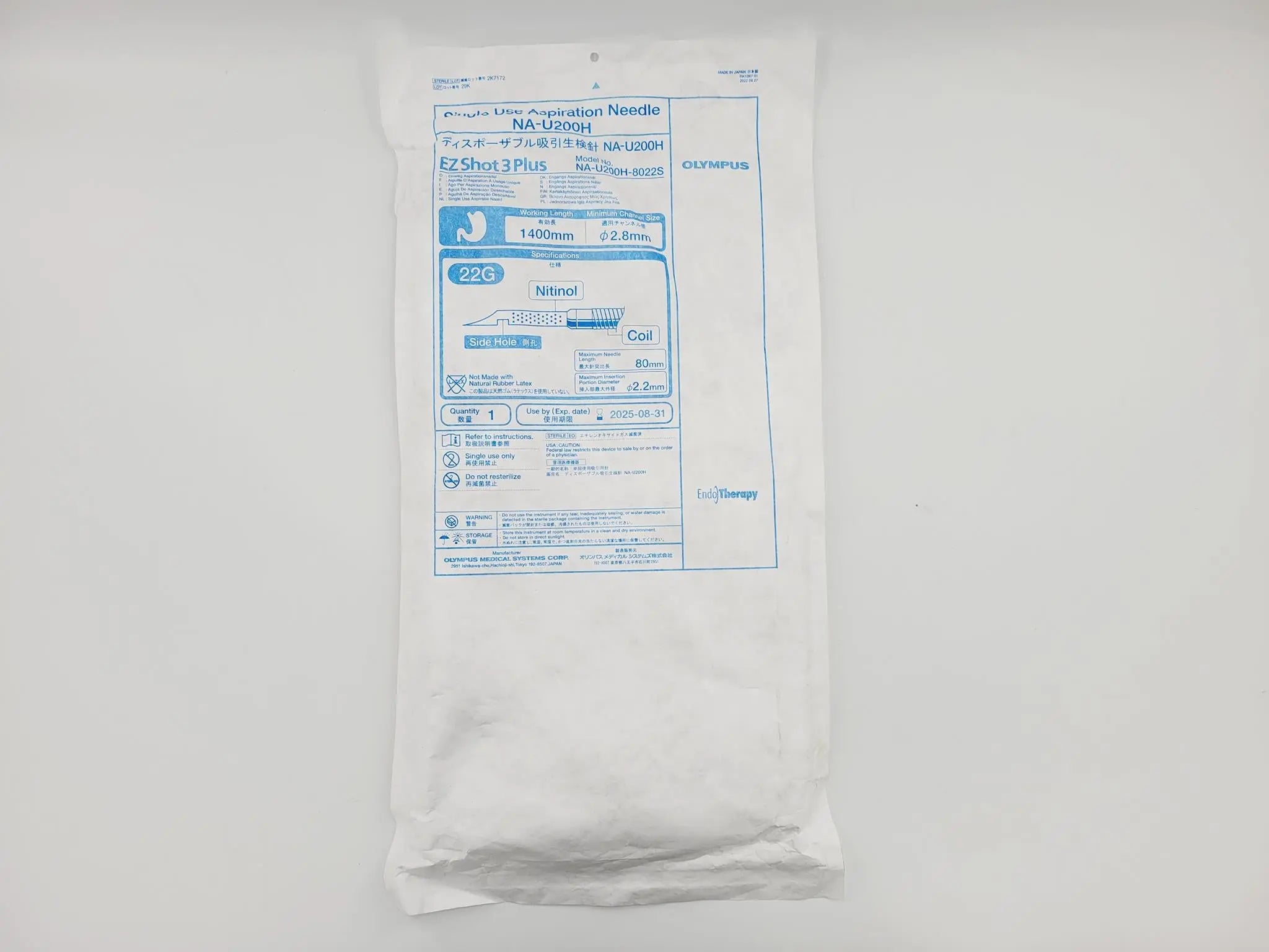 NA-U200H-8022S Olympus EZ Shot 3 Plus Single Use Aspiration Needle