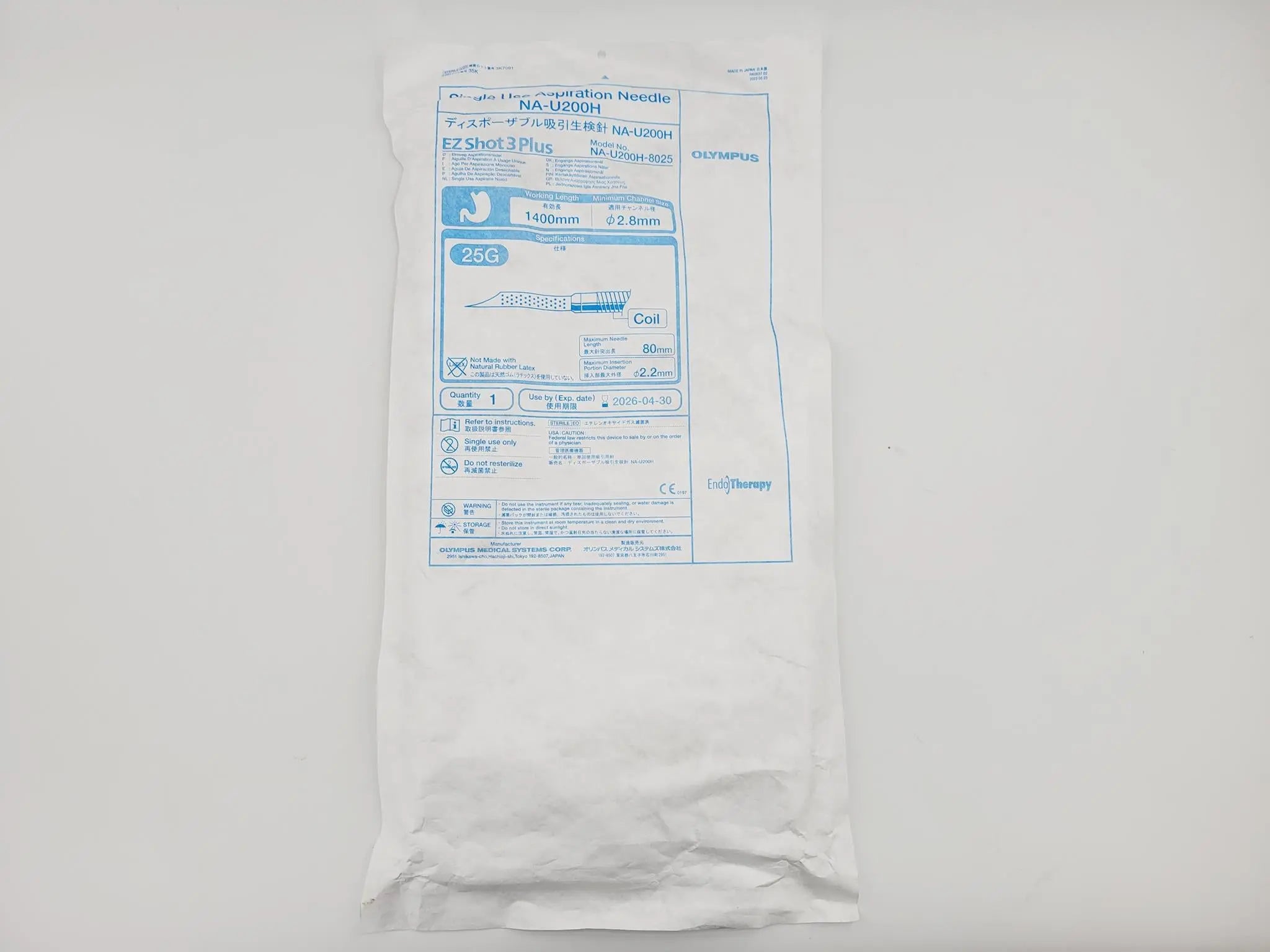 NA-U200H-8025 Olympus EZ Shot 3 Plus Single Use Aspiration Needle