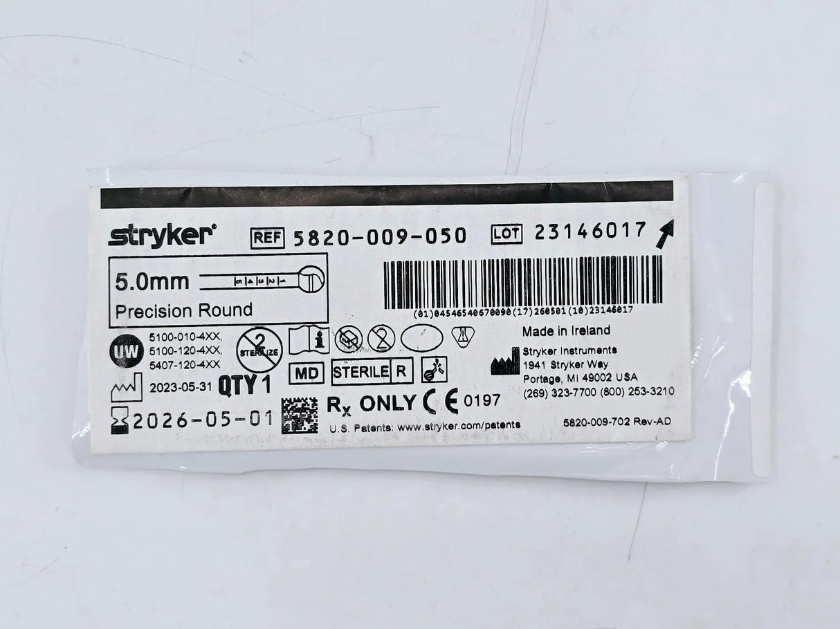 Stryker 5820-009-050 5.0mm Precision Round Bur Stryker