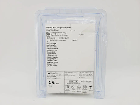 Stryker 7212 MEDPOR Surgical Implant Ultra Thin Sheet 50mm x 76mm x 0.85mm Stryker