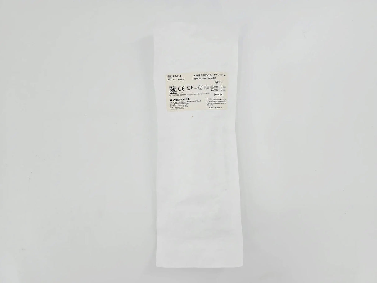 MicroAire ZB-224 Carbide Bur Round Cutting 6 Flutes Long 2mm x 73.2mm MicroAire