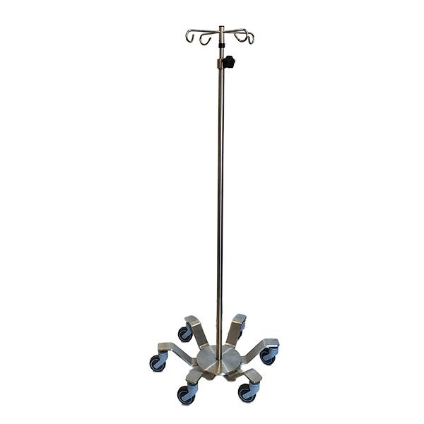 Midcentral Medical MCM-295 Stainless Steel IV Pole 6 leg spider base 3" casters Midcentral Medical