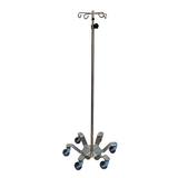 Midcentral Medical MCM-295 Stainless Steel IV Pole 6 leg spider base 3" casters Midcentral Medical