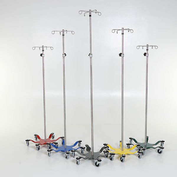 Midcentral Medical MCM-275/276/279 Stainless Steel IV Pole 6 leg spider base 3" casters Midcentral Medical