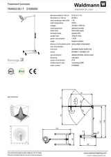 Waldmann TRIANGO Fokus LED 60-1 F Minor Procedure Light, 60,000 lux/1 M, 4700K, CRI>93, dimming, focus. With roller stand. Waldmann Lighting