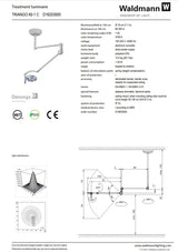 Waldmann TRIANGO LED 60-1 C Minor Procedure Light, 60,000 lux/1 M, 4700K, CRI>93, dimming. With ceiling mount. Waldmann Lighting