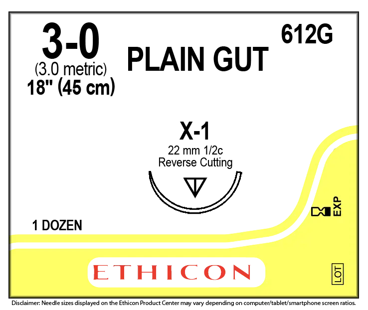 Ethicon Surgical Gut 612G Suture - Absorbable Surgical (Box of 12) Ethicon