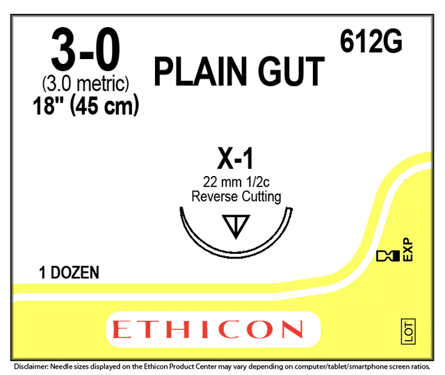 Ethicon Surgical Gut 612G Suture - Absorbable Surgical (Box of 12) Ethicon