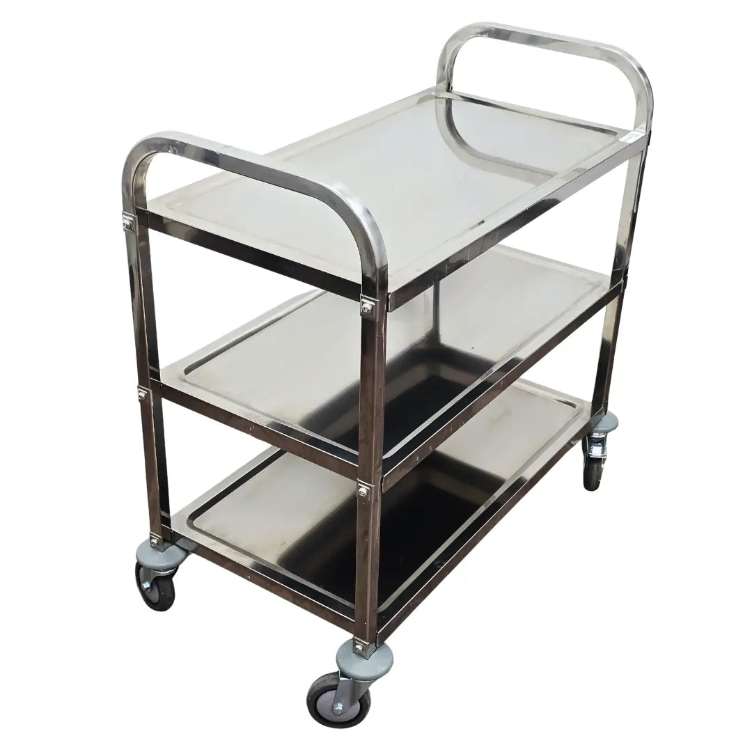 Stainless Steel 3-Shelf Medical Utility Cart 34x18x30 Rolling Primis Medical