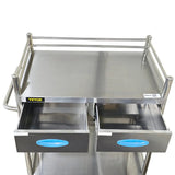 VEVOR stainless-steel two-shelf utility/lab cart with two drawers Primis Medical