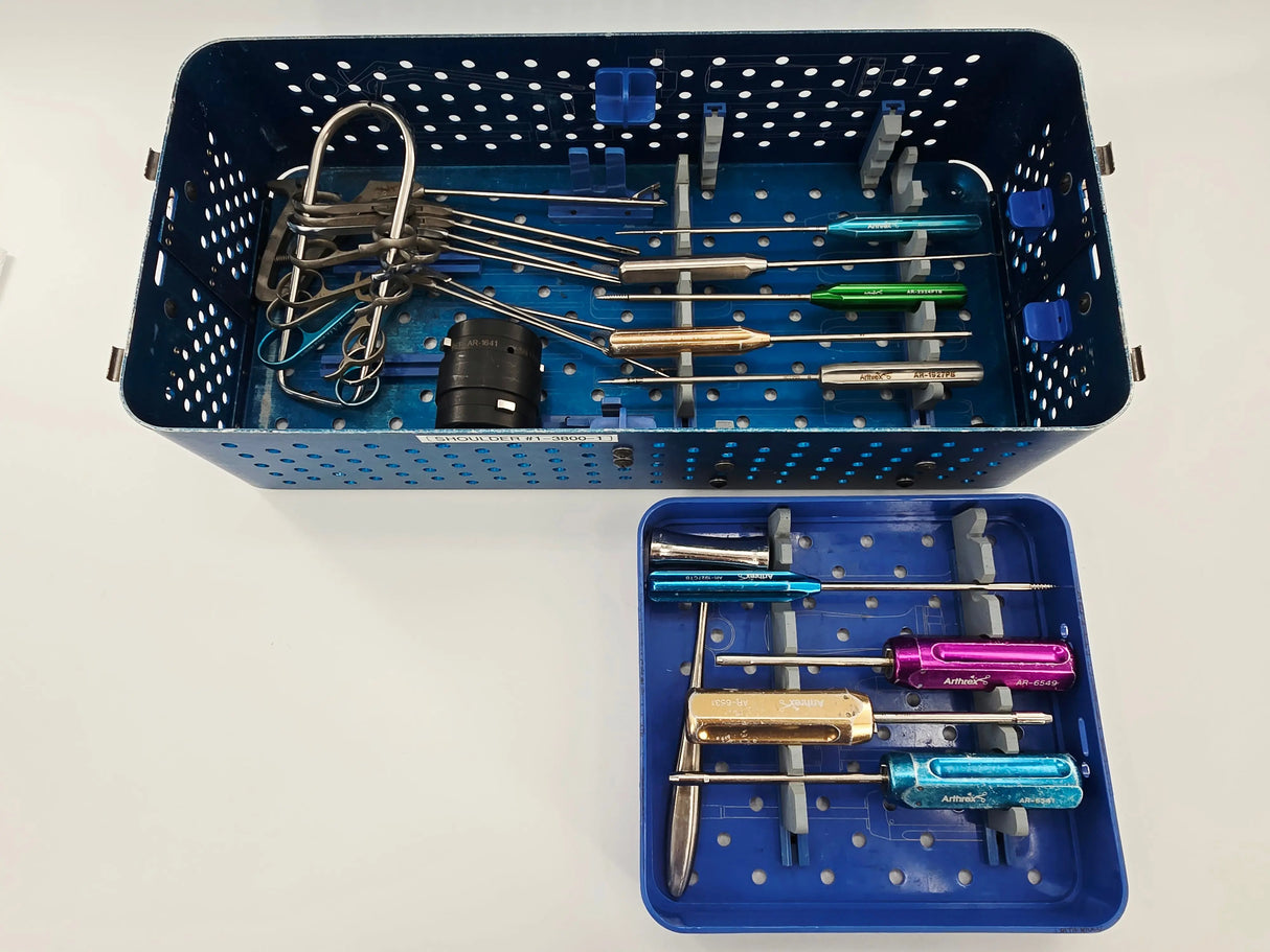 Arthrex 22 Piece Shoulder Set Surgical Instruments w/ Sterilization Case Arthrex